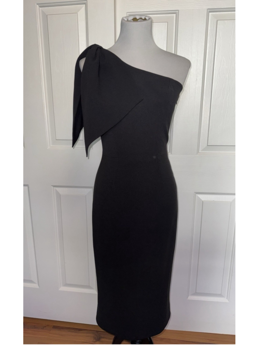 Dress The Population One Shoulder Midi Dress Size S LBD Minimalist Chic Cocktail